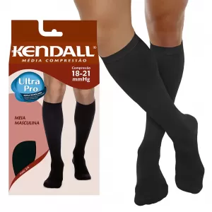 Meia Kendall Média Compressão 3/4 Masculina Preta – G