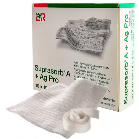 Suprasorb A+Ag Pro-Alginato de Cálcio com Prata e Celulose 10x10 cm 120Gsm